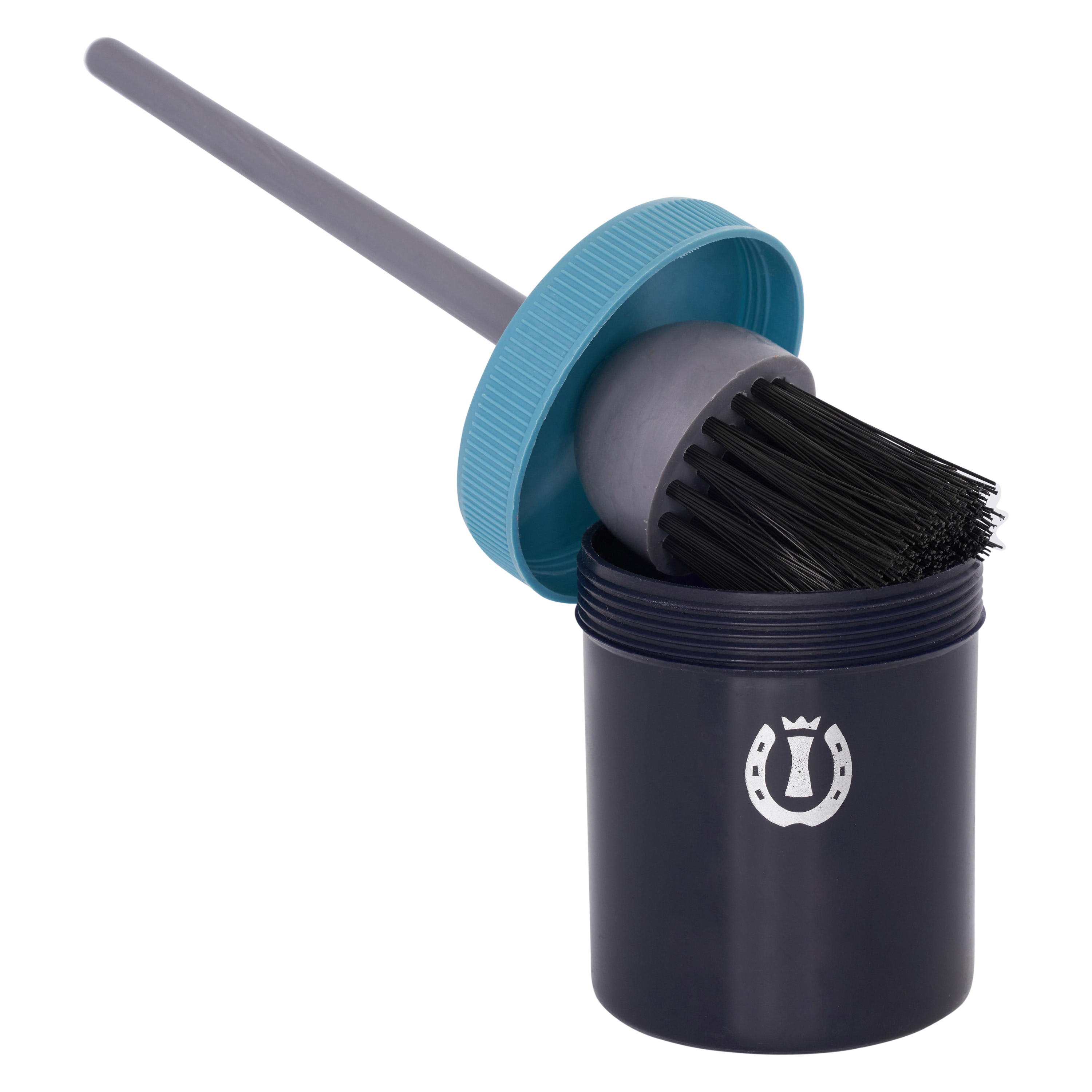 Imperial Riding Hoof oil brush with container Blue-navy-silver