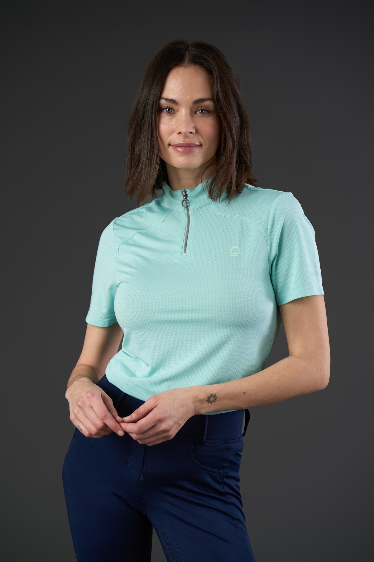 Equipage Hasty lyhythihainen half-zip ratsastuspaita - Aqua Haze - 3