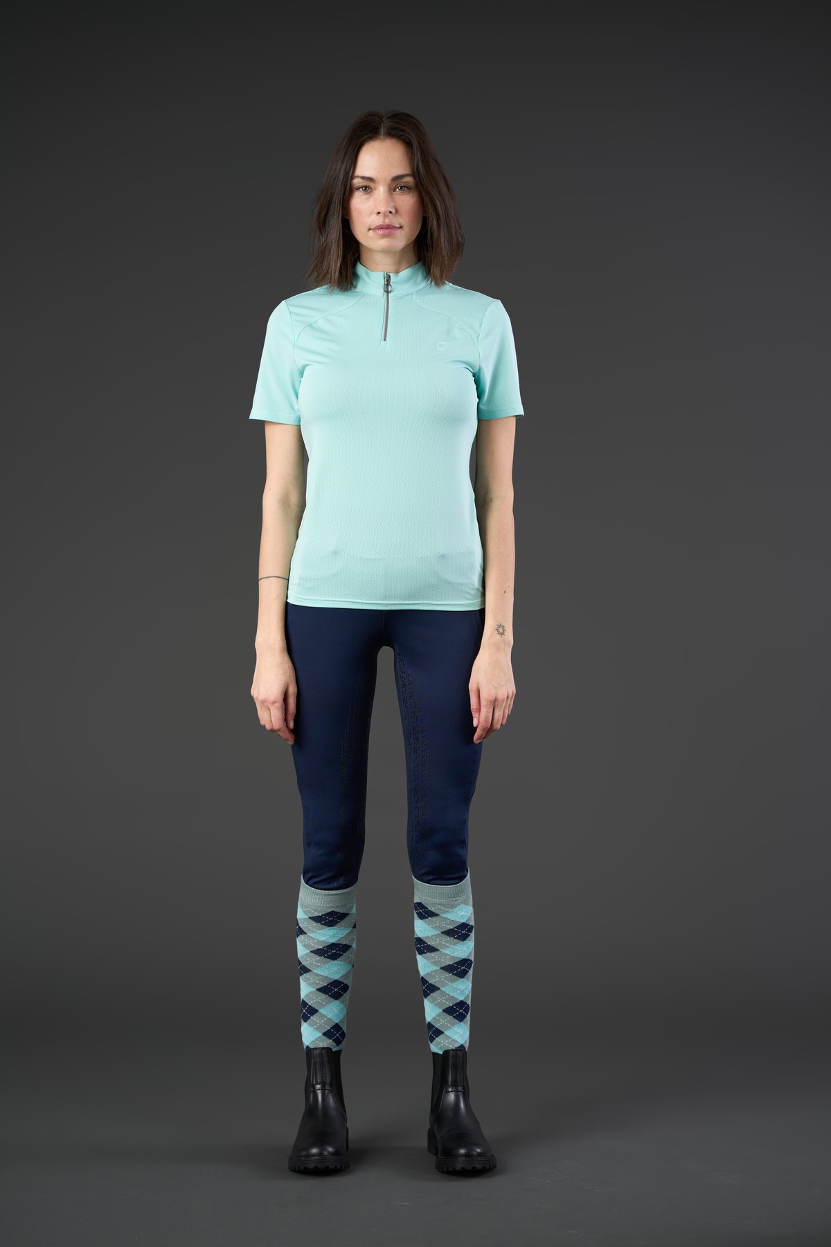Equipage Hasty lyhythihainen half-zip ratsastuspaita - Aqua Haze - 4