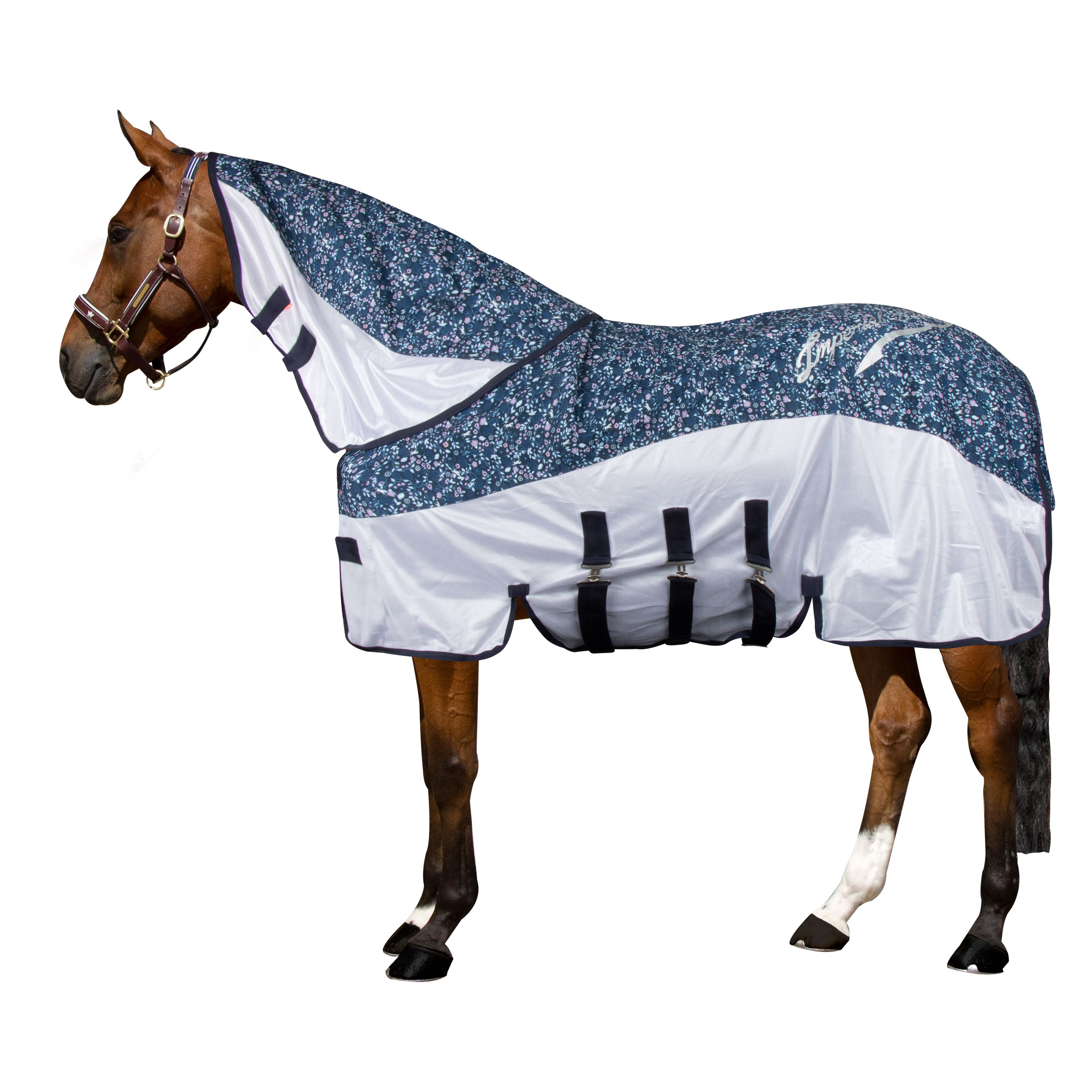 Imperial Riding Hals till regn-& flugtäcke Super-dry Carly Navy bloom, M - 4