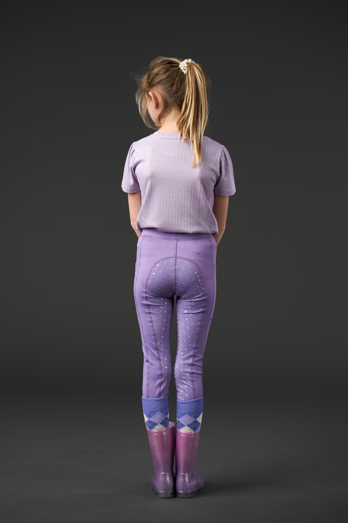 Equipage Molly Glitter Full Grip riding tights for kids Junior - Aster Purple - 4