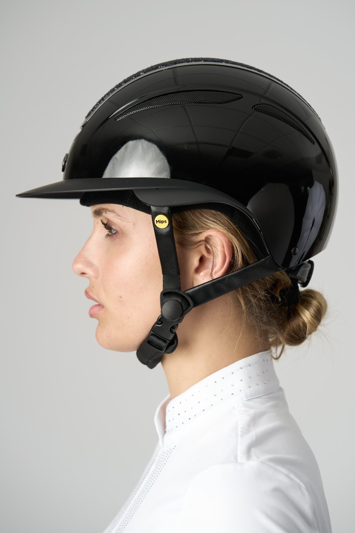 Equipage Mips Guardian riding helmet, Glossy, Heavy Glitter top - Black Shiny - 3