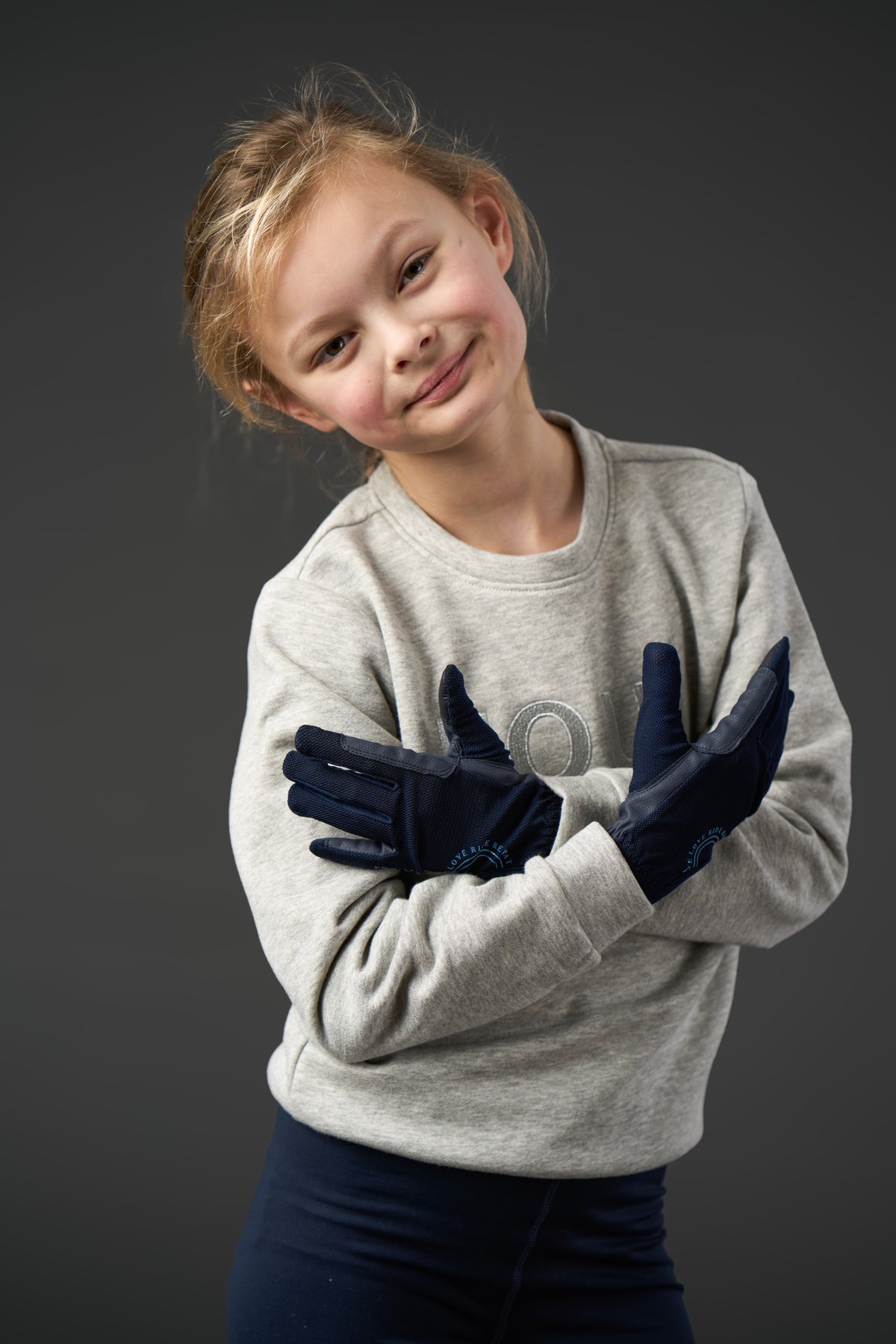 Equipage Terina mesh riding gloves for kids Junior - Navy - 2