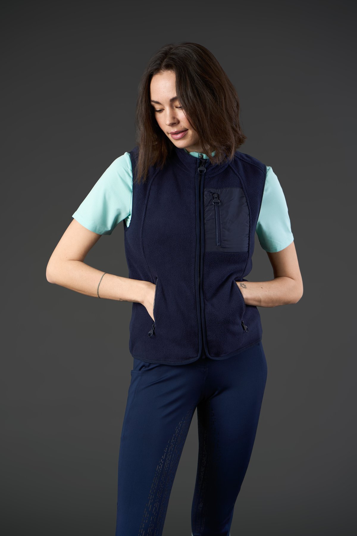 Equipage Aria Fleece Riding Vest - Navy - 3
