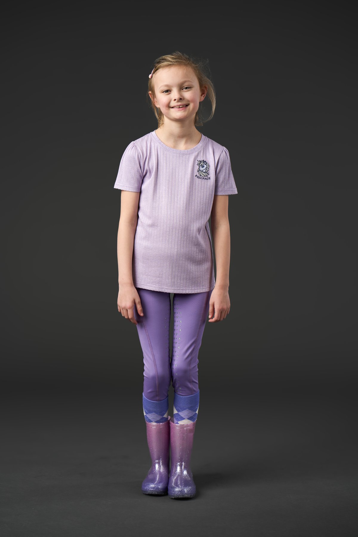 Equipage Alexi lyhythihainen ratsastus-T-paita lapsille Junior - Lavender - 4
