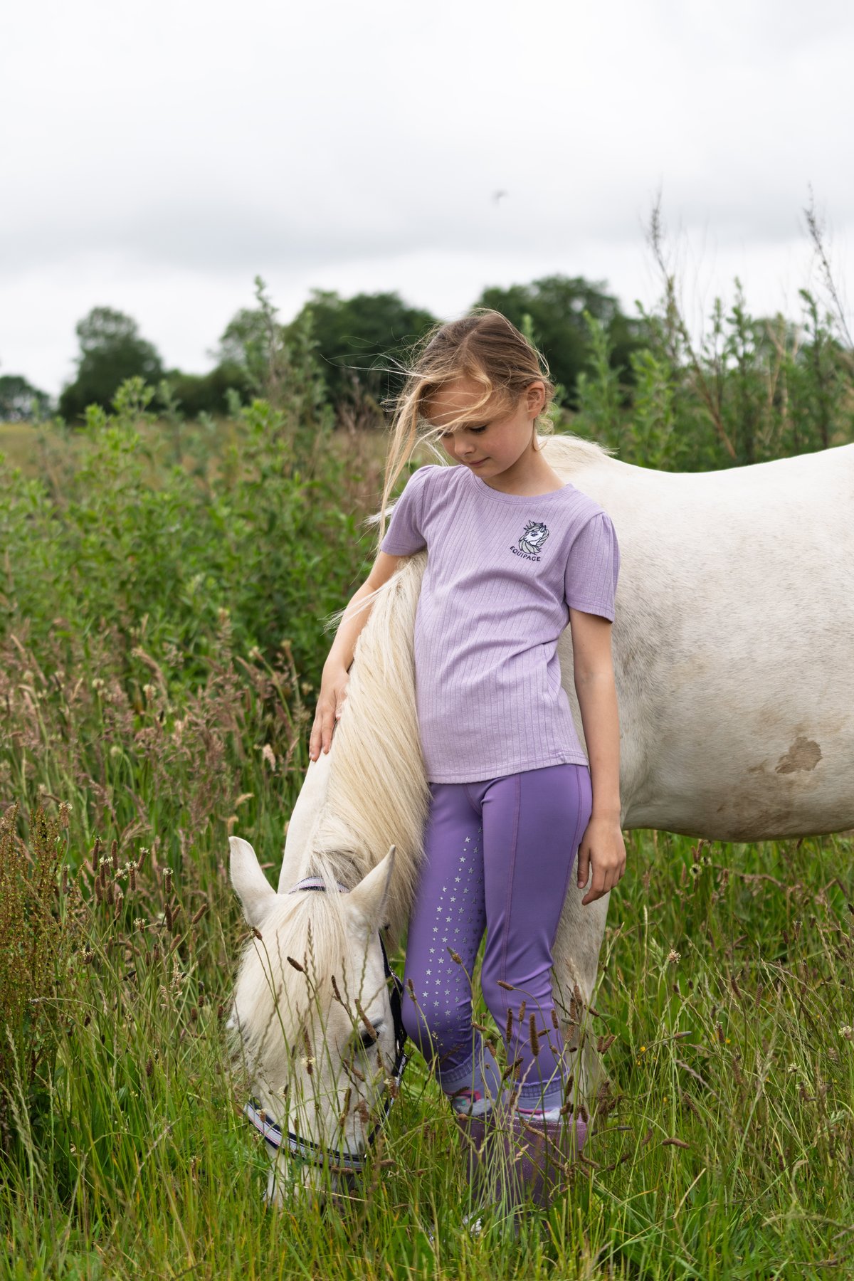 Equipage Alexi lyhythihainen ratsastus-T-paita lapsille Junior - Lavender - 6