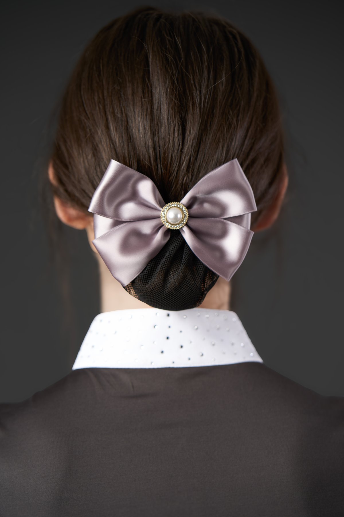 Equipage Agnes Hair Net with Bow - Opal Gray - 2