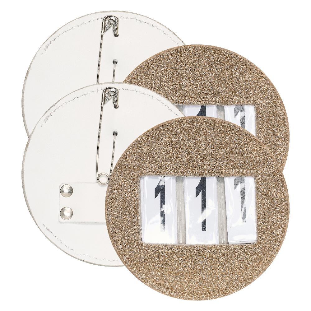 Imperial Riding Competition Number Tag, Glitter, Round, 2 pcs (set) - Gold