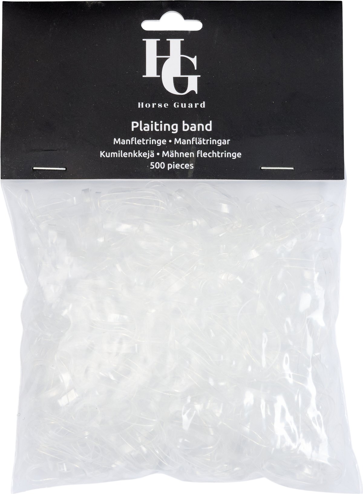 HorseGuard Silicone braiding bands, 500 pcs/bag - Transparent