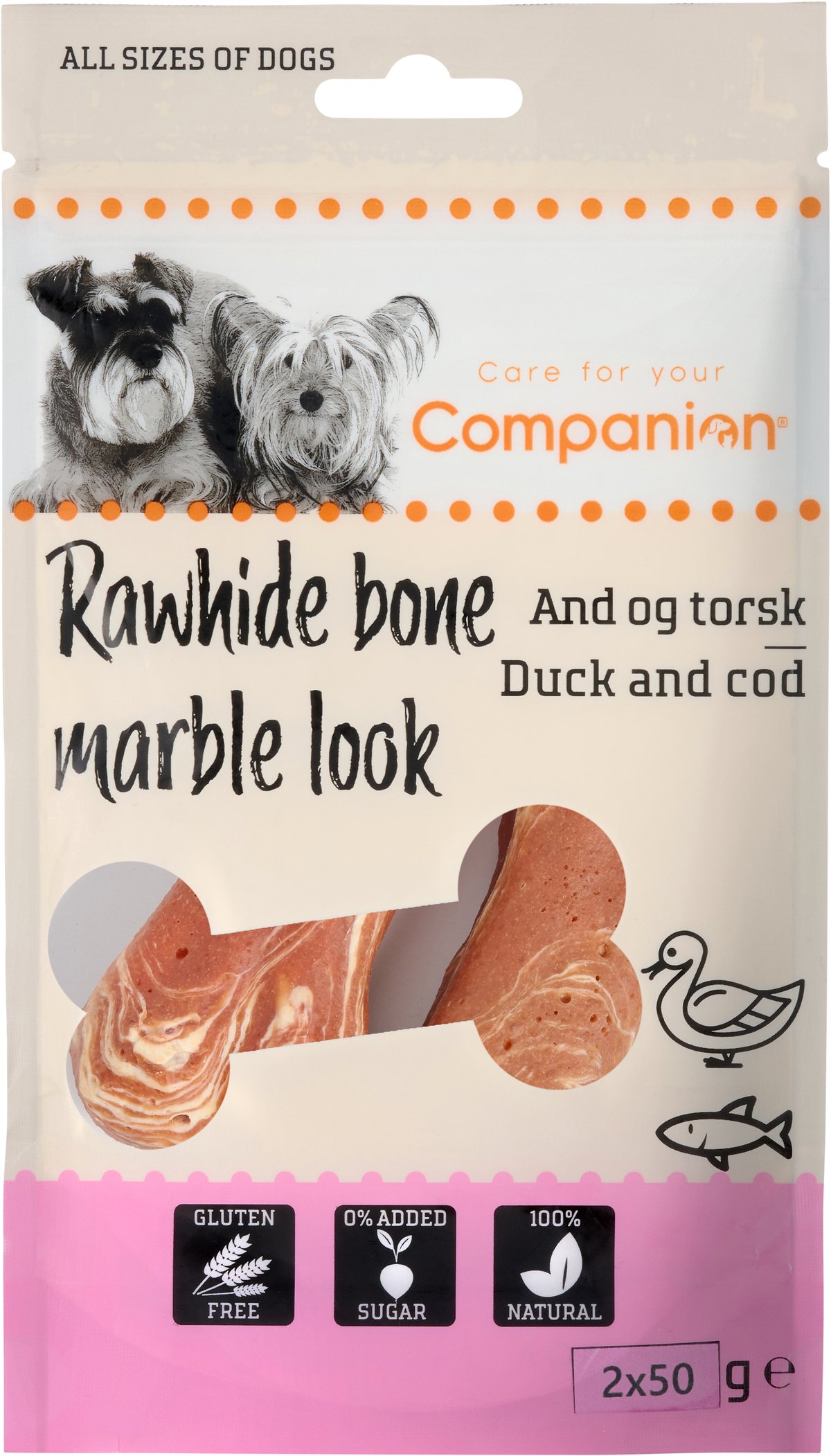 Companion meat wrapped rawhide bone - duck & cod