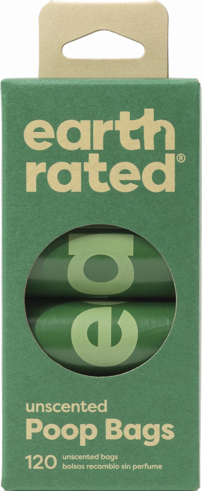 Earth Rated Umweltfreundliche Kotbeutel, 8 Rollen - Ohne Duft - Grün