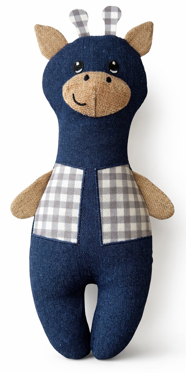 Companion denim patchwork toy, giraffe