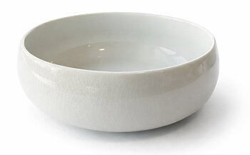 Companion curved bowl for dog, cracked glaze - White