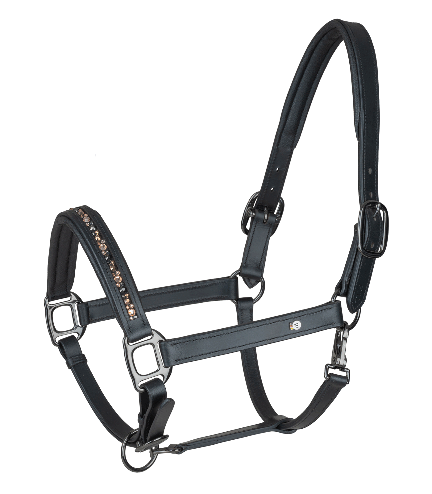 Waldhausen Crystal Lädergrimma Svart/Grå (Ponny)