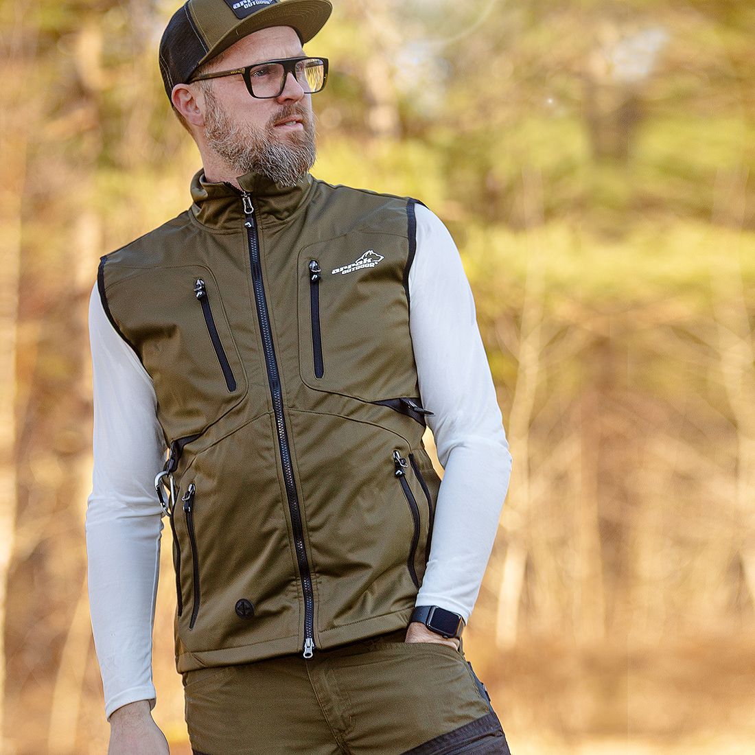 Arrak Outdoor Softshell Vest Acadia Herre - Oliven - 2