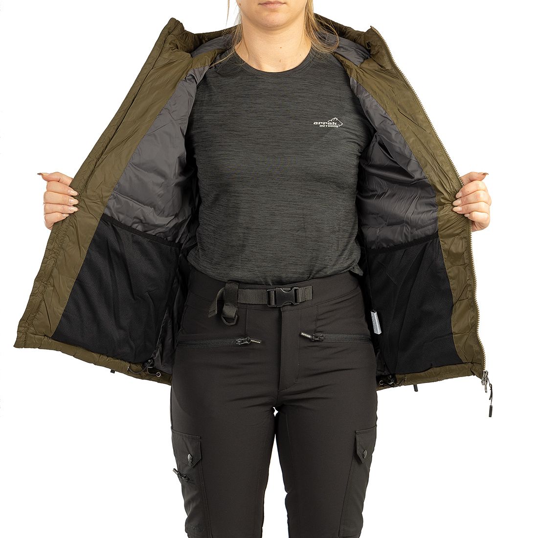 Arrak Outdoor Warmy Jacka Dam - Olive - 3