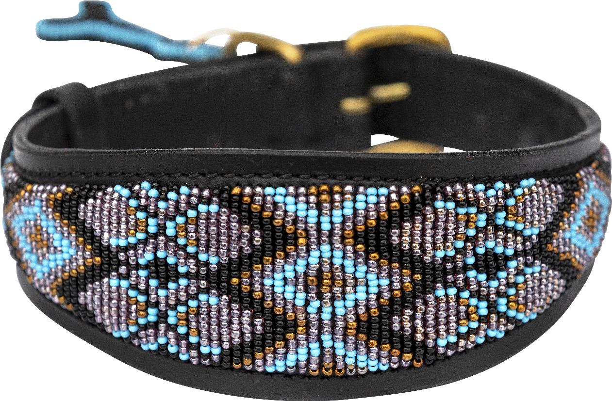 Kampuni Handgjort Hundhalsband Lucher Ombima - Turkos (M: 5,5 cm x 38-46 cm)