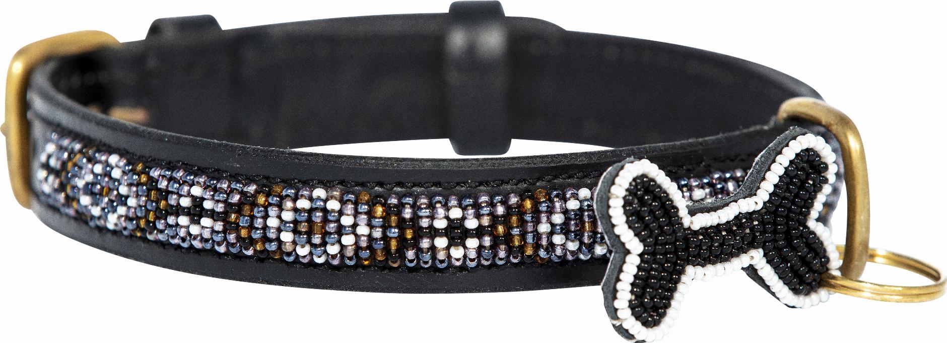 Kampuni Handgjort Hundhalsband Skinny Ombima - Svart (M)