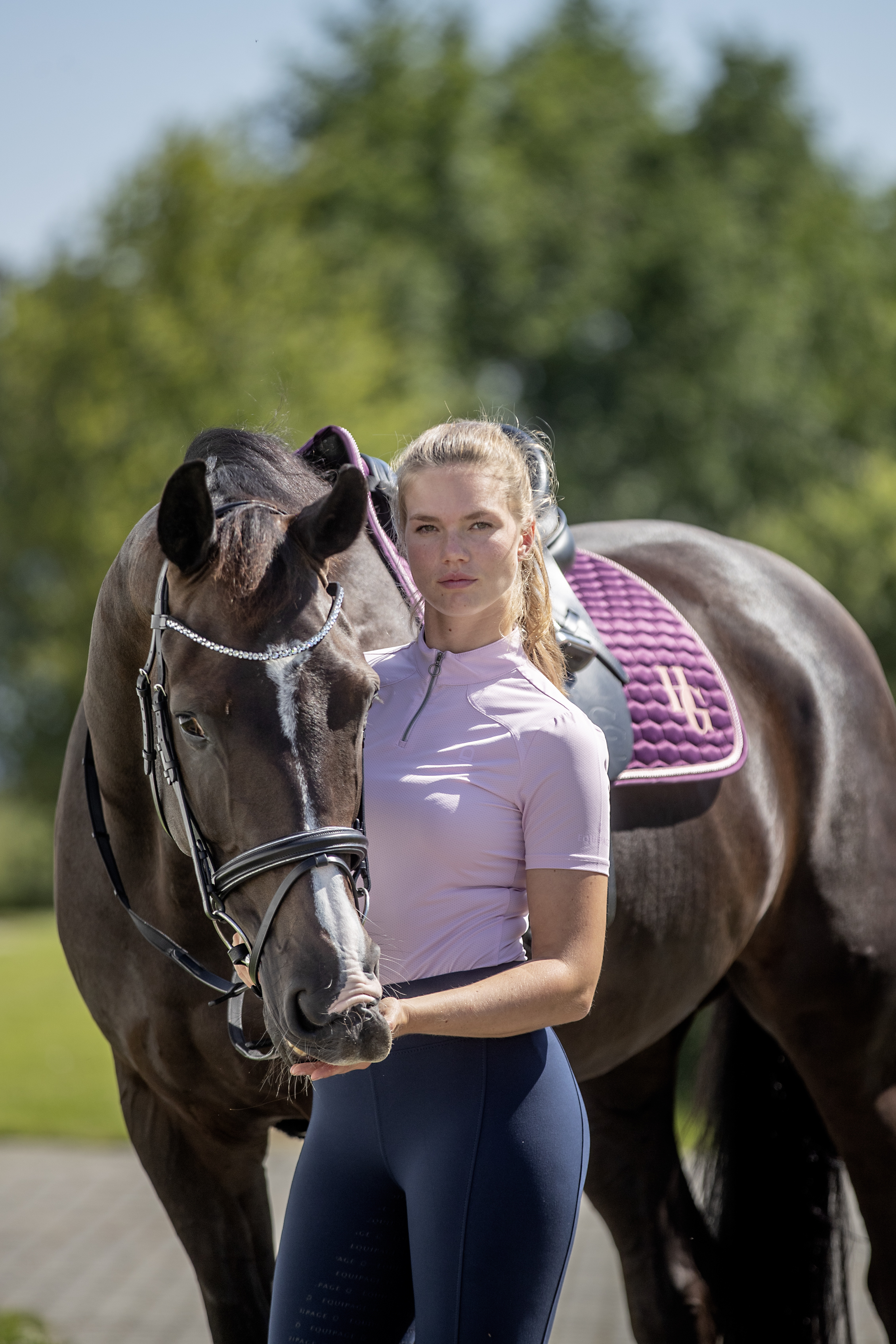 Equipage Hasty Half-zip Short Sleeve Riding Blouse - Winsome Orchid - 6