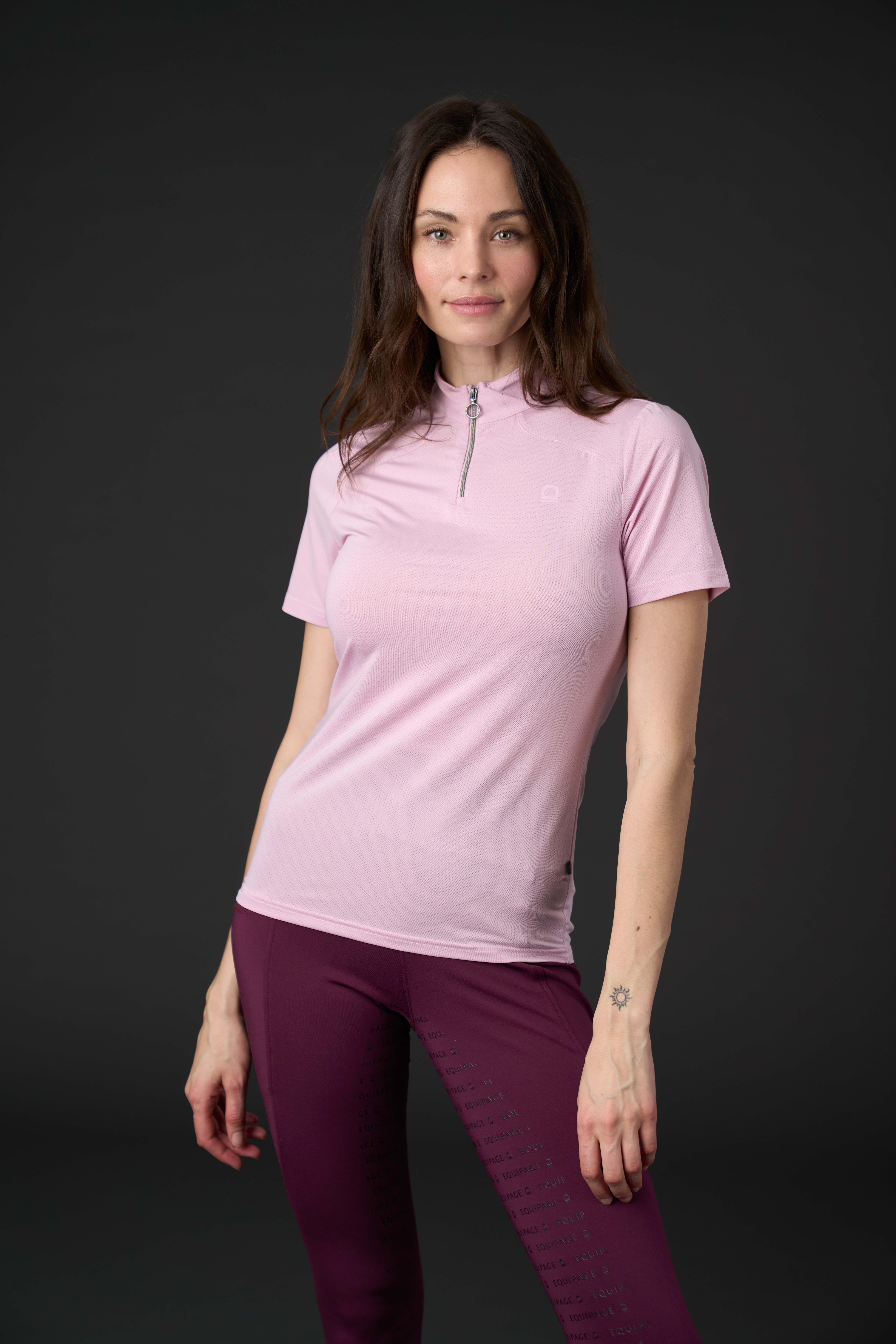 Equipage Hasty Half-zip Short Sleeve Riding Blouse - Winsome Orchid - 3