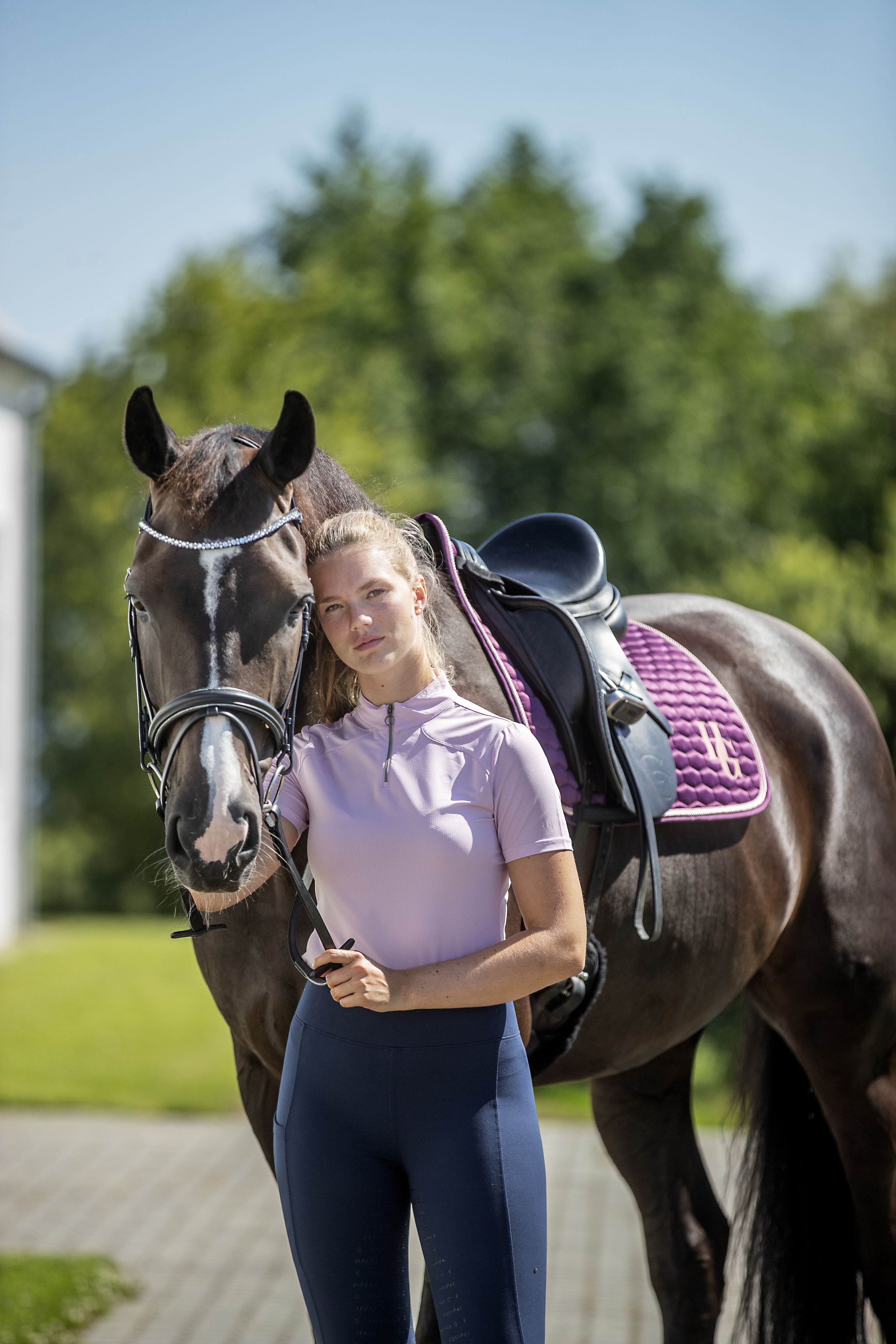 Equipage Hasty Half-zip Short Sleeve Riding Blouse - Winsome Orchid - 5