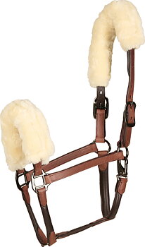 CATAGO Leather Halter With Faux Fur - Brown