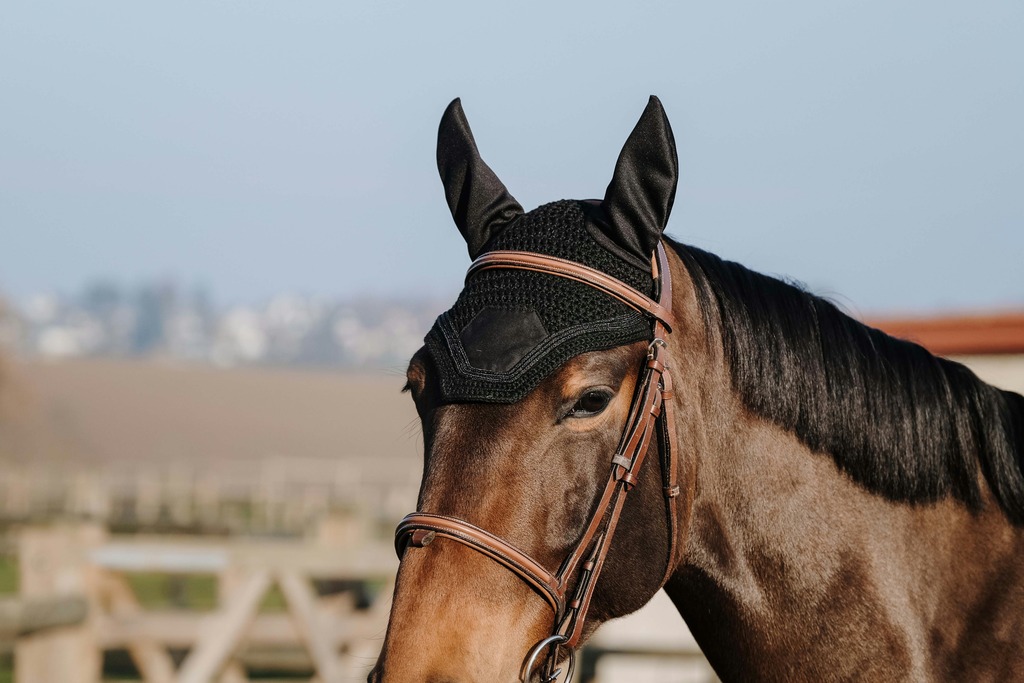 EQUITHEME 'Badge' Fly Mask Black - Full size - 2