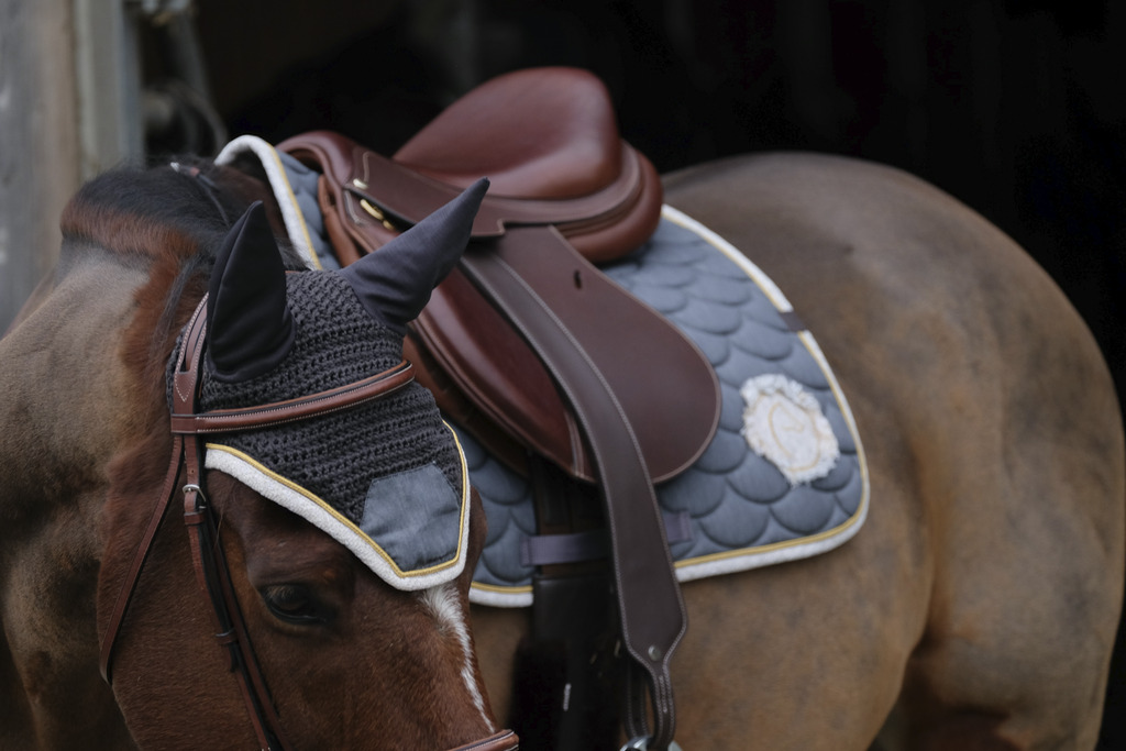 EQUITHEME 'Denim' Fly Mask Grey - Full size - 2