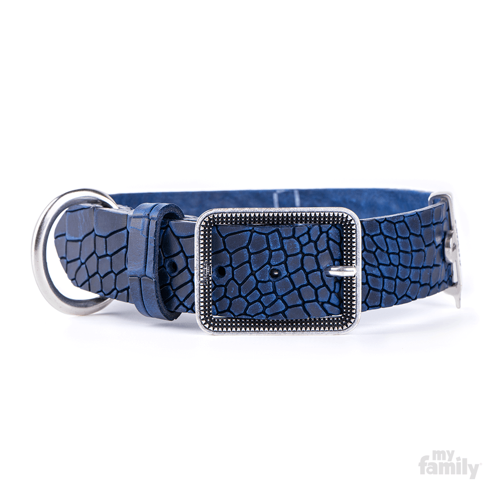MyFamily Tucson Läderhalsband- Blå, 49-65cm - endast detta ex