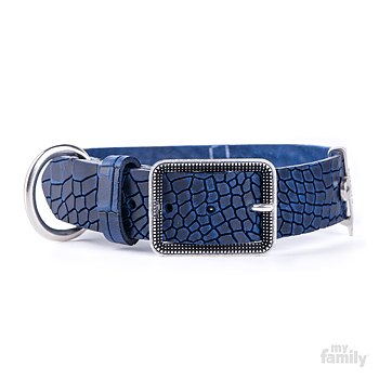 MyFamily Tucson Läderhalsband- Blå, 49-65cm - endast detta ex