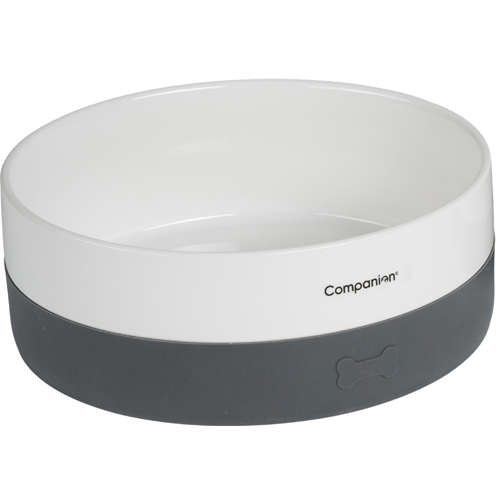 Companion keramik matskål med silikon - Grå (400 ml)