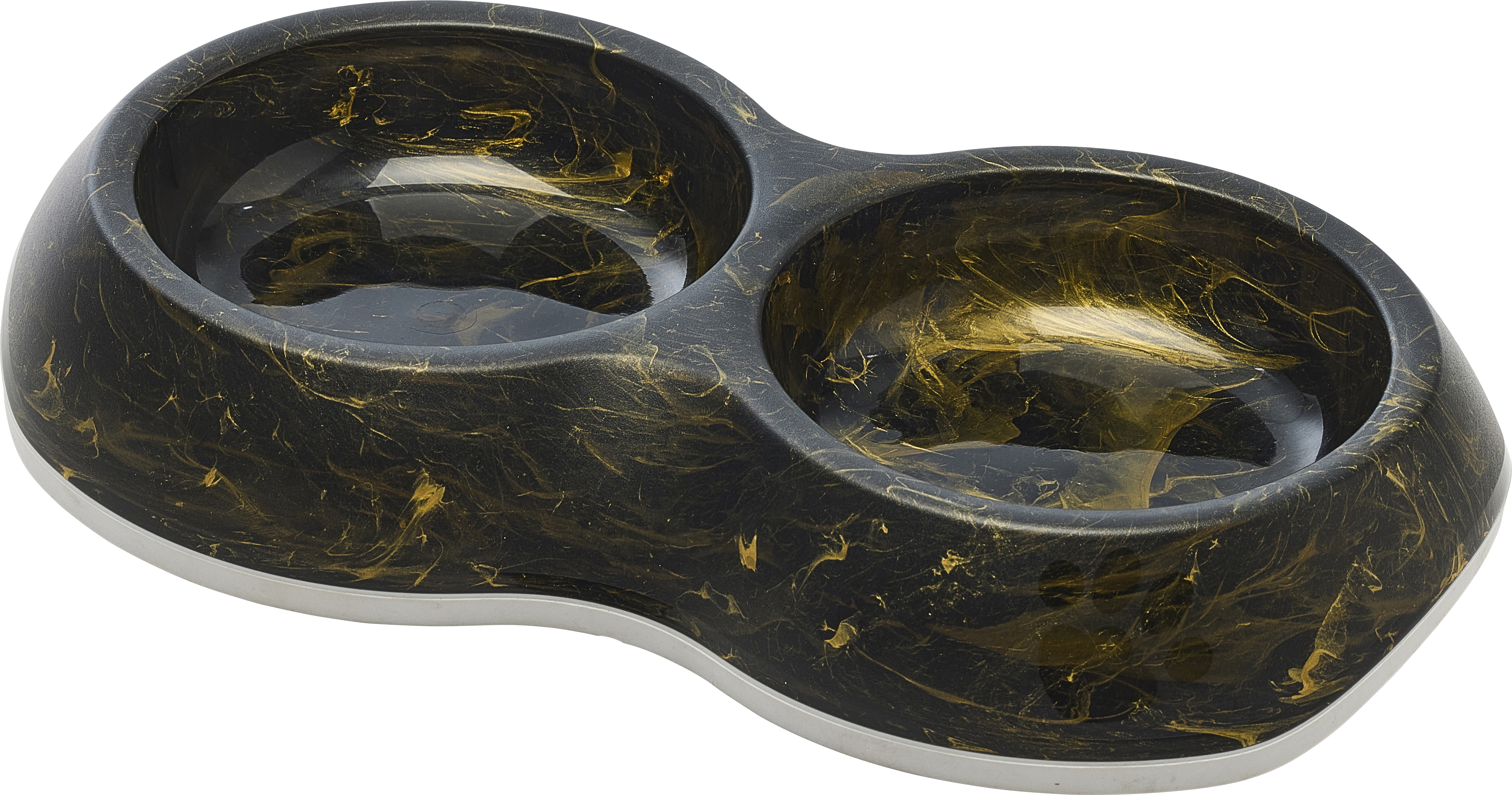 Savic Delice Double Plastic Food Bowl  - Black/Gold Marble 2 x 0,2 ltr - 2