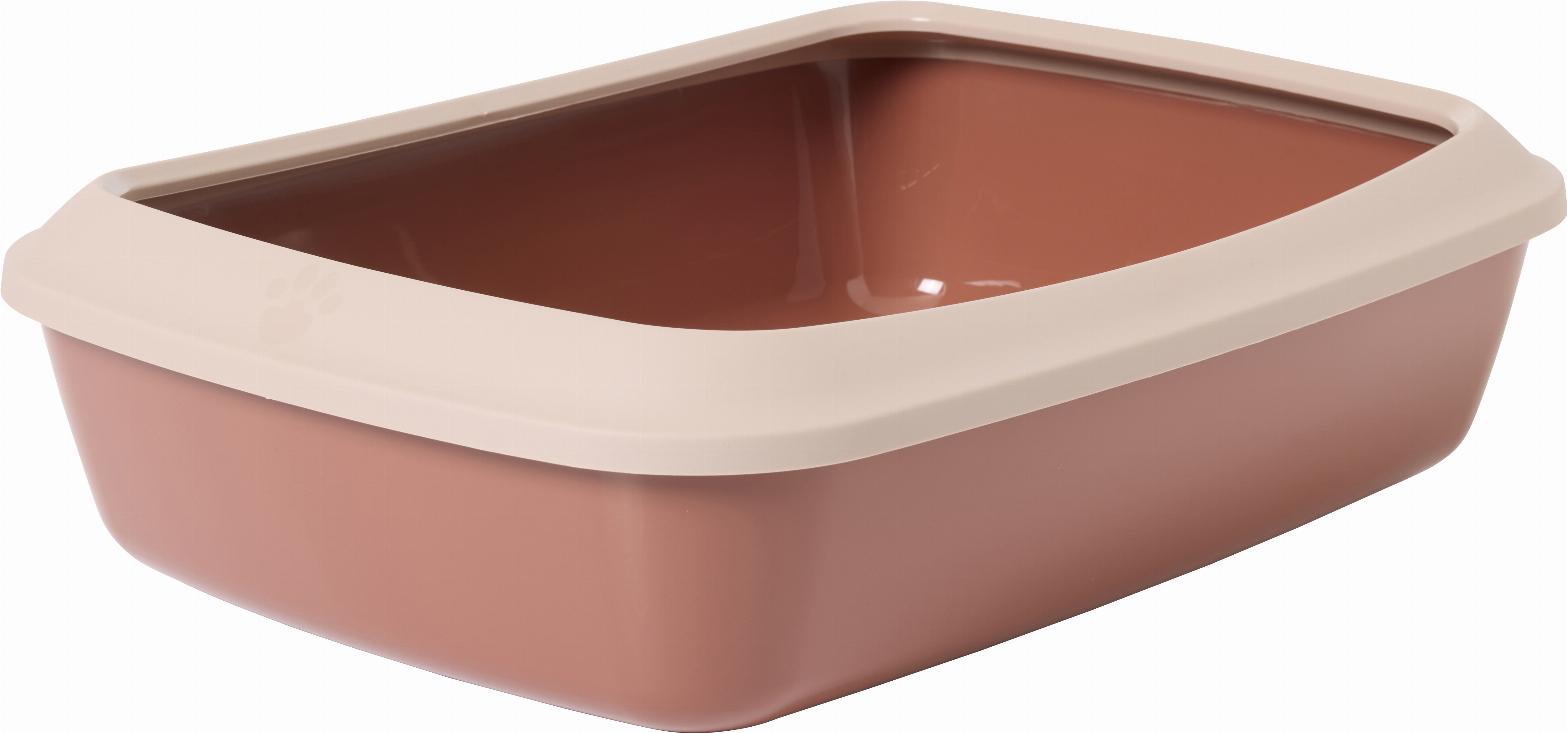 Savic Iriz 50 Kattlåda Med Kant - Champagne Pink/Tuscan Red 50 cm