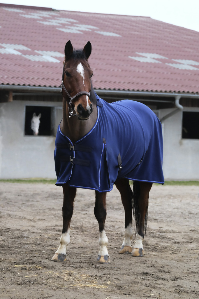 EQUITHEME 'Classic' Polar Fleece Hästtäcke Navy (5'9 - 125 cm)