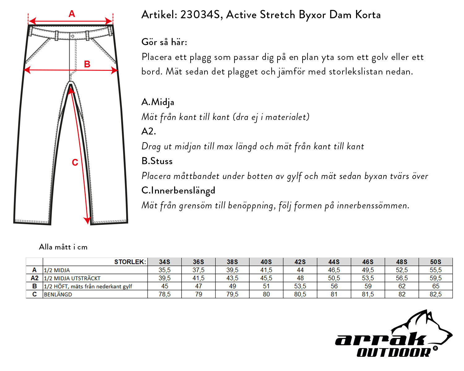 Arrak Outdoor Active Stretch Housut Lyhyet Naisten - Ruskea - 46S - 7