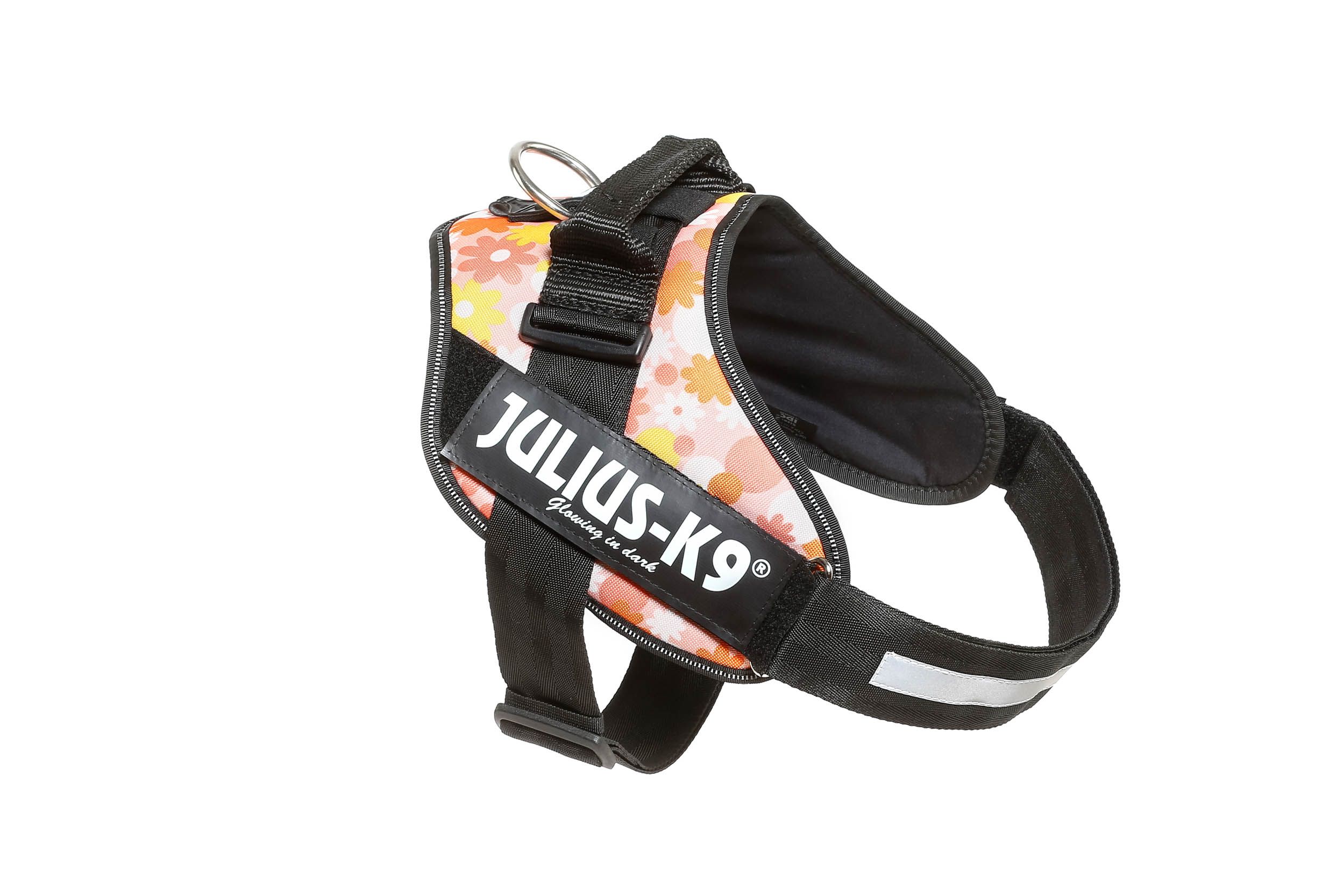 Julius-K9 IDC® Powerharness ‑valjaat koiralle – Pink Floral  (vaaleanpunainen kukkakuvio - Petster Suomi