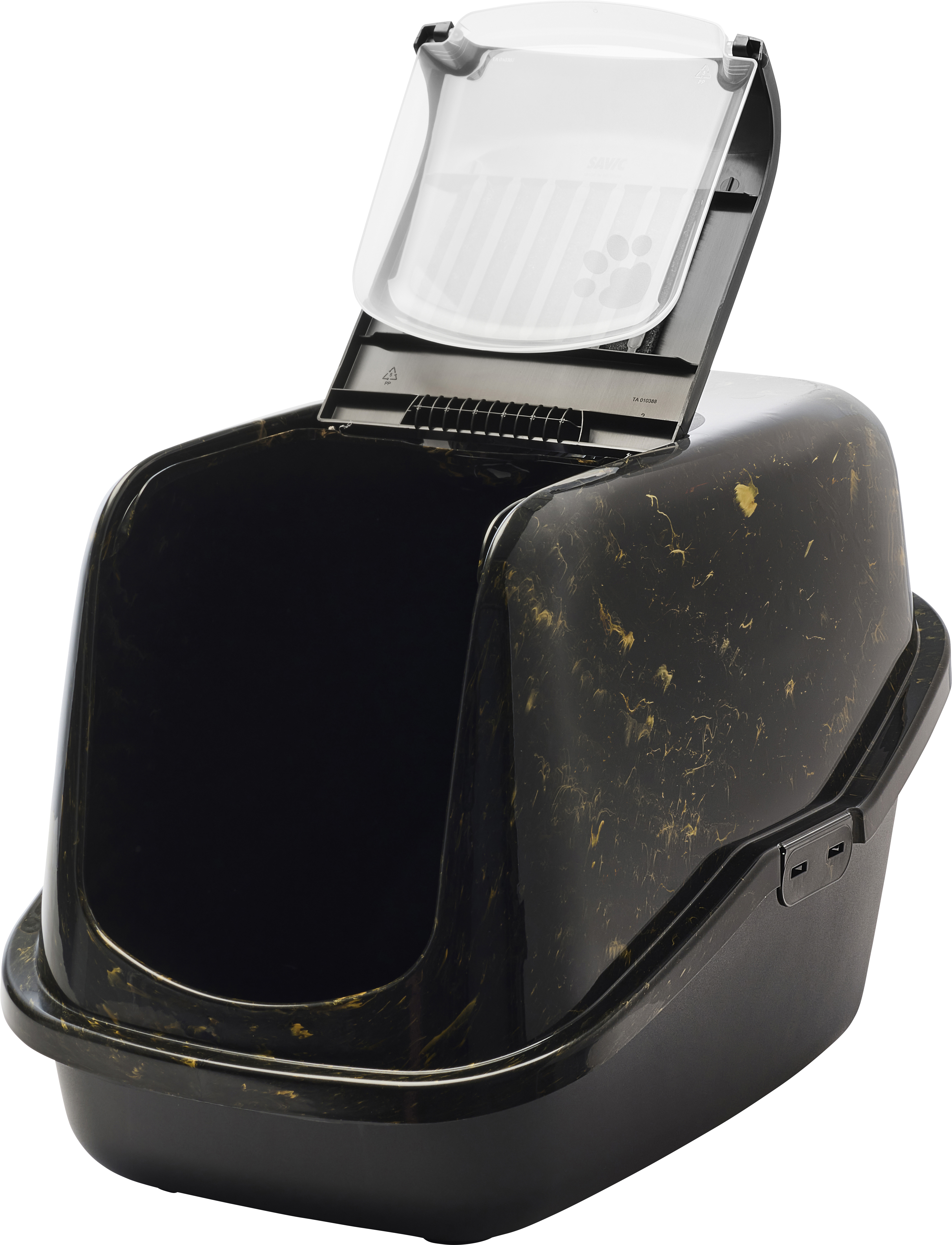 SAVIC Nestor Marble Katzentoilette - Schwarz/Gold 56x39x39 cm - 2