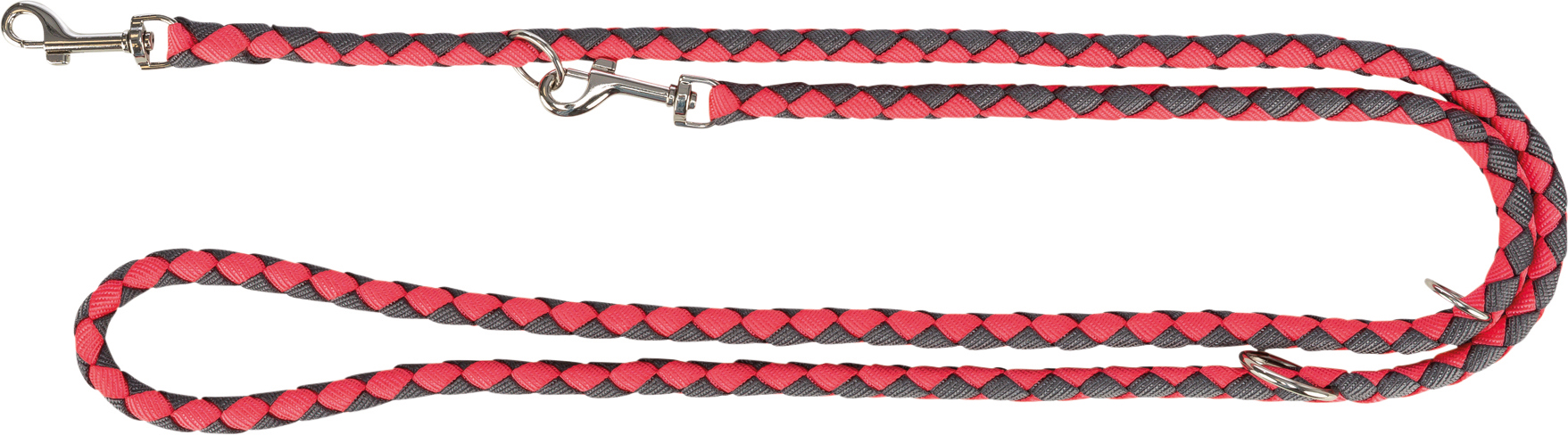 Jolly Paw Adjustable Braided Leash 2 m - Salmon/Graphite (L/XL)