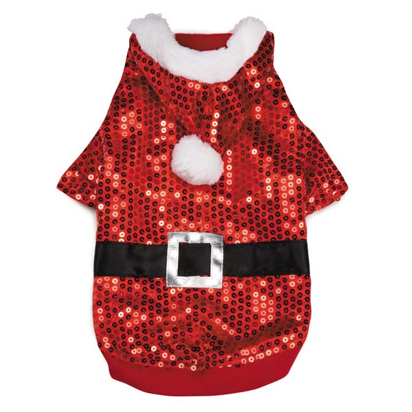Zack & Zoey Santa Claus Sequin Koiran jouluhuppari - koiran tonttuasu