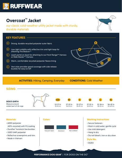Ruffwear Overcoat Utility Jacket- Slate Blue - 13