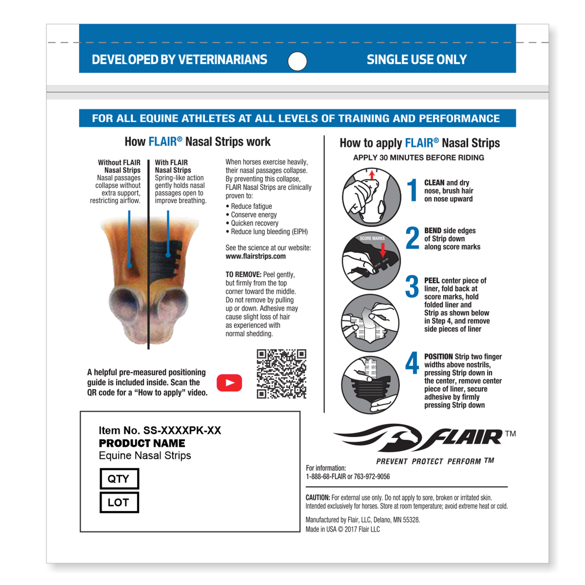 Flair Equine Nasal Strips - Black