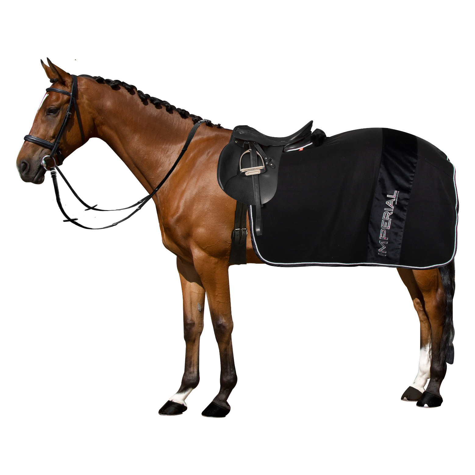 Imperial Riding Exercise blanket Flower Power - Black-Flower