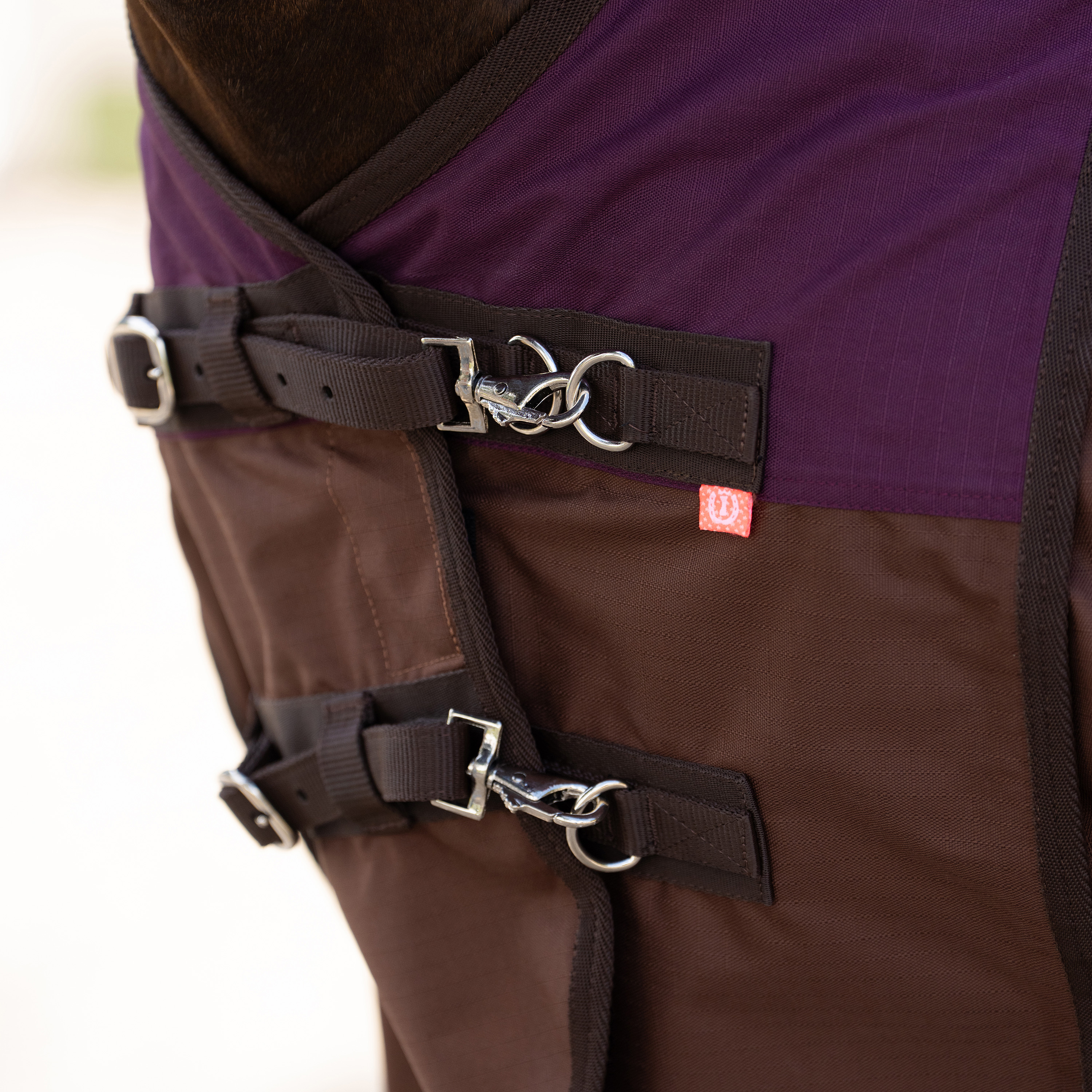 Imperial Riding Outdoor blanket Customized with high neck 300gr - Burgundy - Light Brown - 2