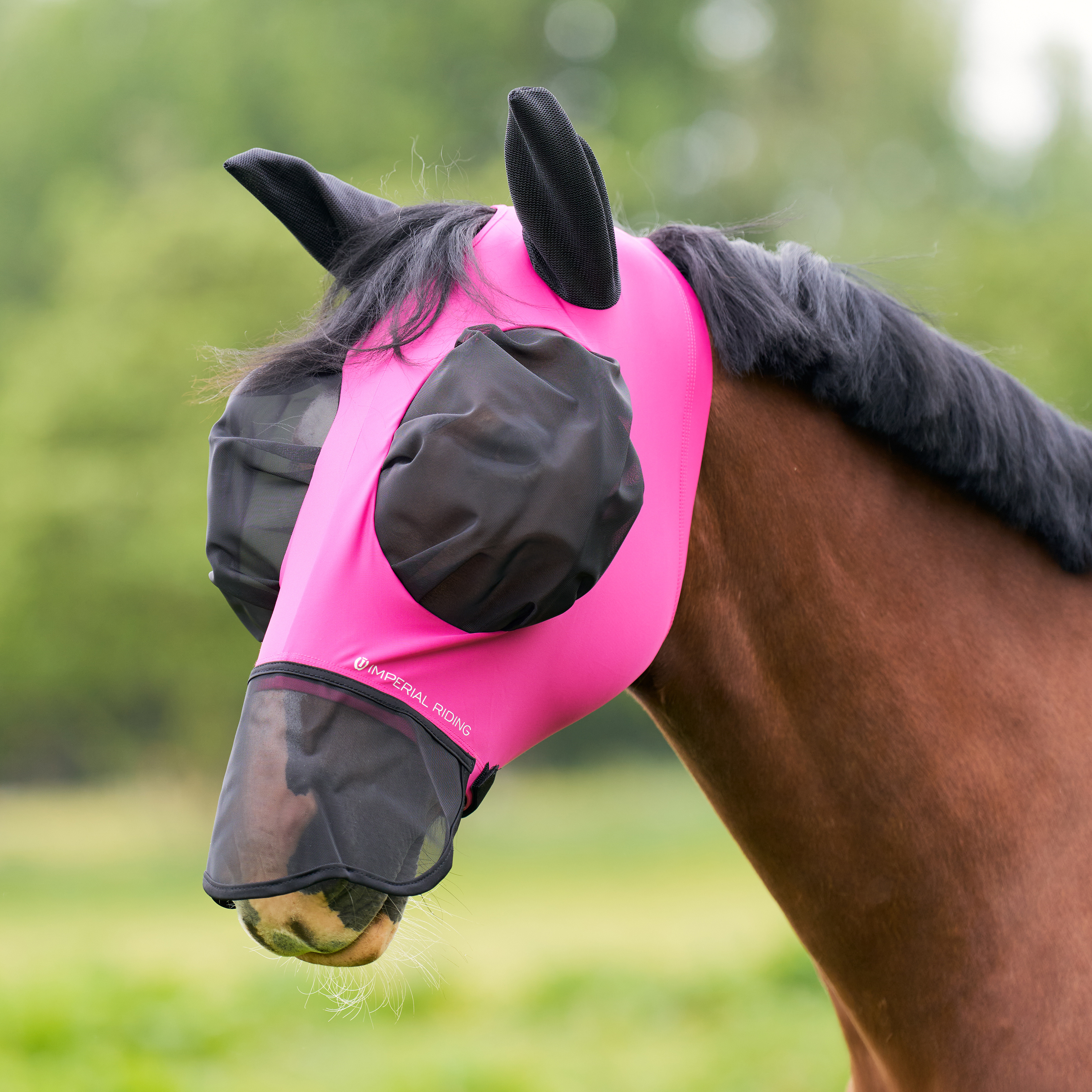 Imperial Riding Flymask with nose Trail ride - Pink - 2
