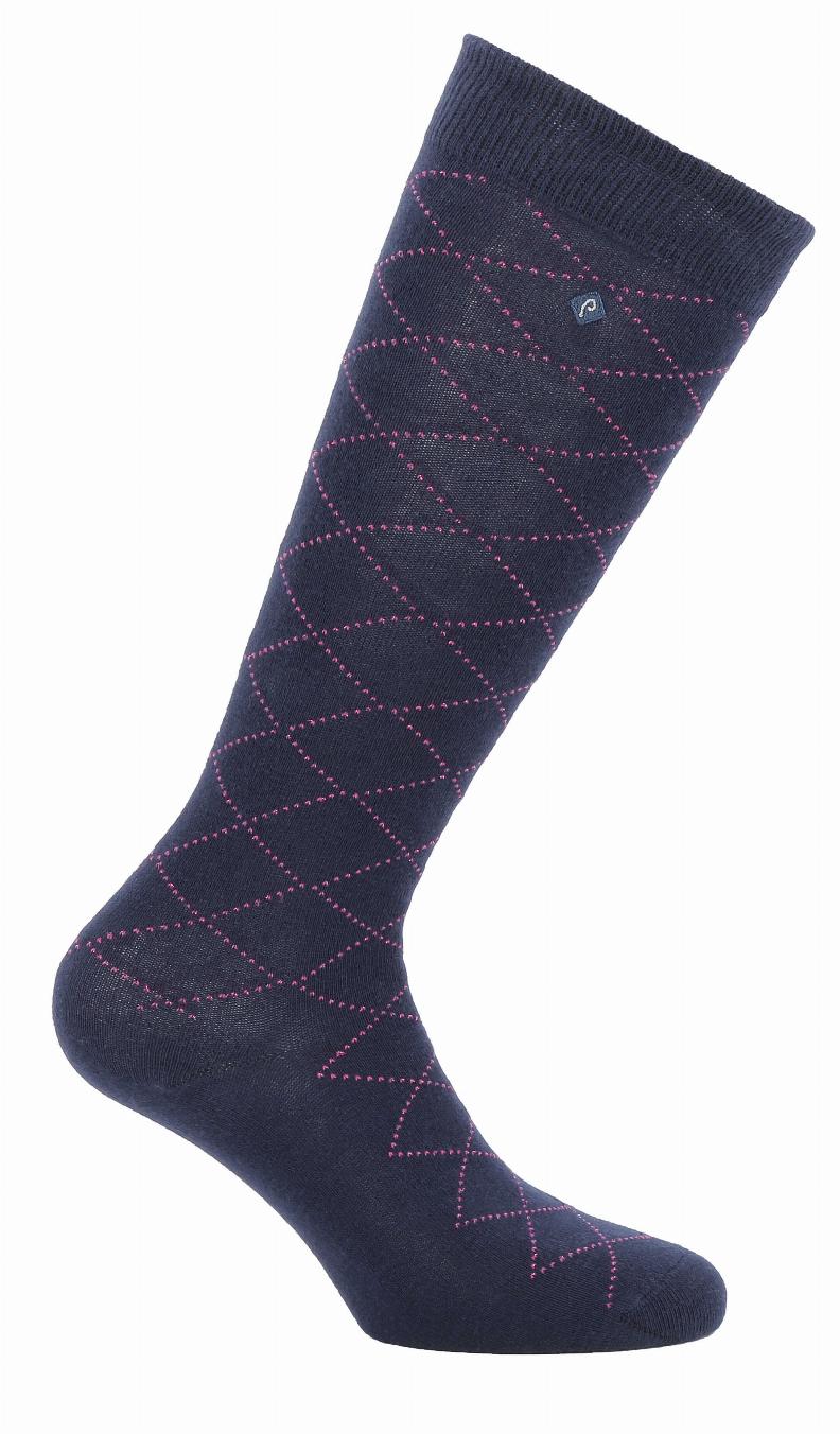 Equithème Résille Ridstrumpor Navy/Rosa