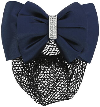 EQUITHEME Hair Net Barrette Rhinestone Navy