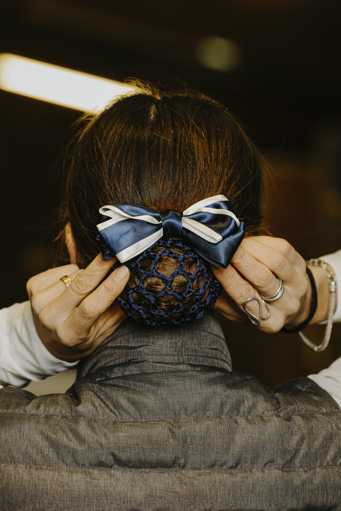 EQUITHEME Hair Net Barrette'Duo' Navy/White - 2