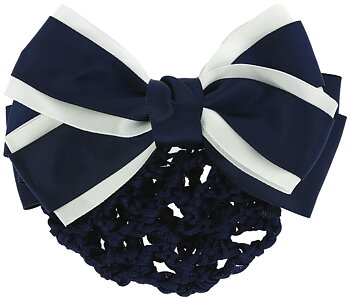EQUITHEME Hair Net Barrette'Duo' Navy/White