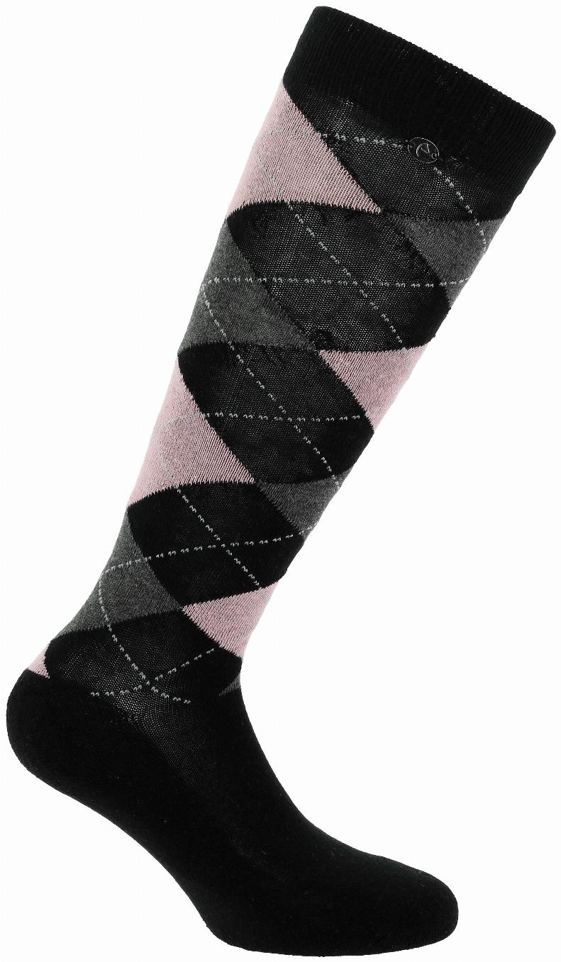 Equithème Argyle Ridstrumpor Svart/Rosa