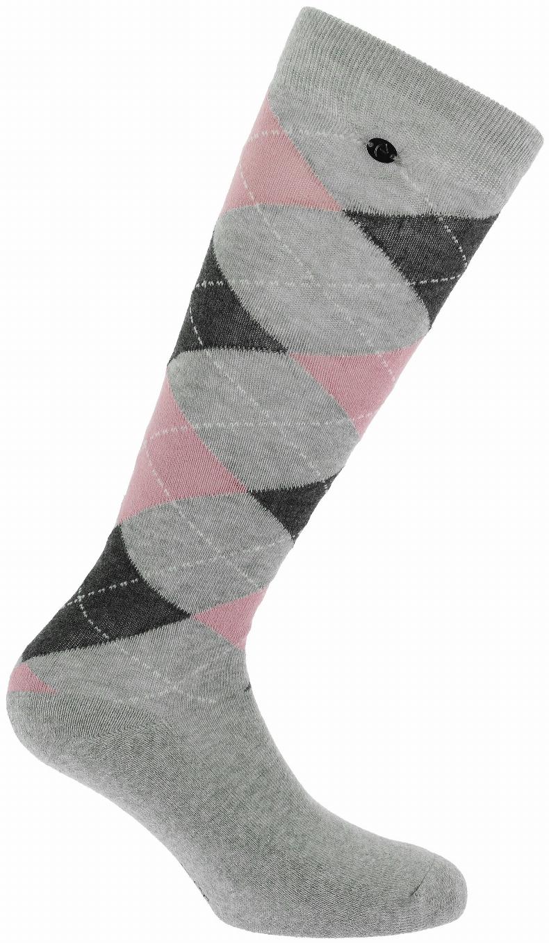 Equithème Argyle Ridstrumpor Grå/Rosa